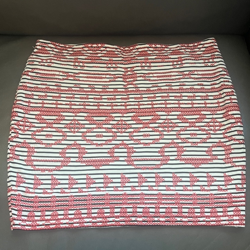 THML Red & White Stitched Patterned Women's Mini Skirt size LP